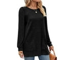 thumbnail image 2 of Pullover Sweaters For Women Crop Womens Workout Tops Solid Pocket Round Neck Long Sleeve Sweatshirts, 2 of 3