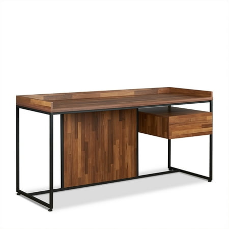 Acme Shea 1 Drawer Writing Desk In Walnut And Sandy Black
