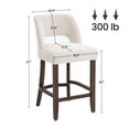 thumbnail image 2 of Usaint Chenille Bar Stools Set of 2, 26" Counter Height Barstools, Mid-Century Wooden Kitchen Island Chairs for Dining Room, Cream, 2 of 9