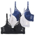 thumbnail image 2 of Gymayou 3 Pack Women Ultra Thin Unpadded Lace Bra Underwire Support Push Up Lace Full Figure Everyday Bra Adjustable Strap Breathable Multicolor #1 100B, 2 of 8