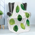 thumbnail image 4 of Sage Soft Flannel Fleece Throw Blanket, Watercolor Art Theme Green Leaves Fresh Foliage of the Trees Forest Woods Ecology, Cozy Plush for Indoor and Outdoor Use, 70" x 90", Green White, by Ambesonne, 4 of 5