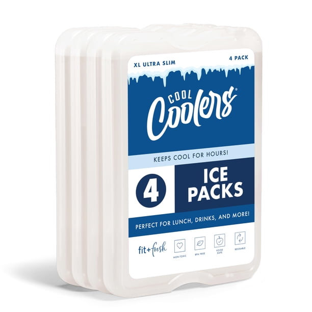 Paquetes de hielo XL delgados reutilizables Fit & Fresh, paquete de 4