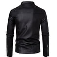 thumbnail image 3 of Men's stand-up collar PU leather jacket spring and autumn new jacket handsome motorcycle suit stand-up collar faux leather fashion slim jacket, 3 of 15