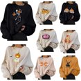 thumbnail image 3 of Kmbangi Halloween Sweater+Pumpkin Print Long Sleeve Round Neck Sweatshirt, 3 of 4