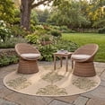 thumbnail image 3 of Safavieh Courtyard Jenny Medallion Indoor/Outdoor Area Rug, Natural/Olive, 6'7" x 6'7" Round, 3 of 10