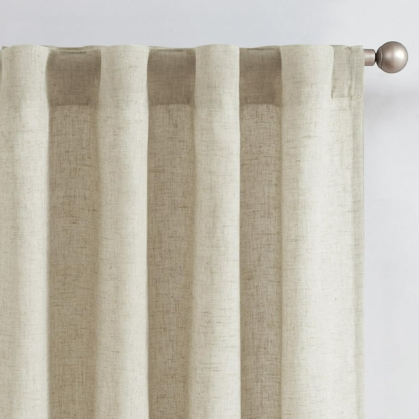 Cortinas mezcla lino Jinchan Avena 160x130 cm para dormitorio, 2 paneles
