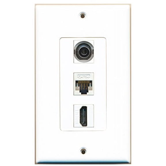 RiteAV - 1 Port HDMI and 1 Port 3.5mm and 1 Port Cat5e Ethernet White Decorative Wall Plate