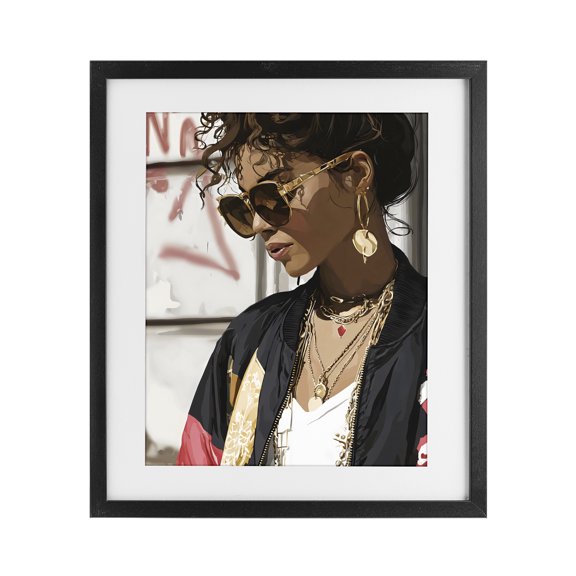 Stupell Industries Modern Woman in Sunglasses With Jewelry Black Framed Print Under Glass, 17 x 21, by Franklyn Gregory