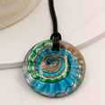 thumbnail image 3 of Besheek Glass Blue and Green Swirl Circle Boho Beach Style Pendant Necklace, 3 of 5