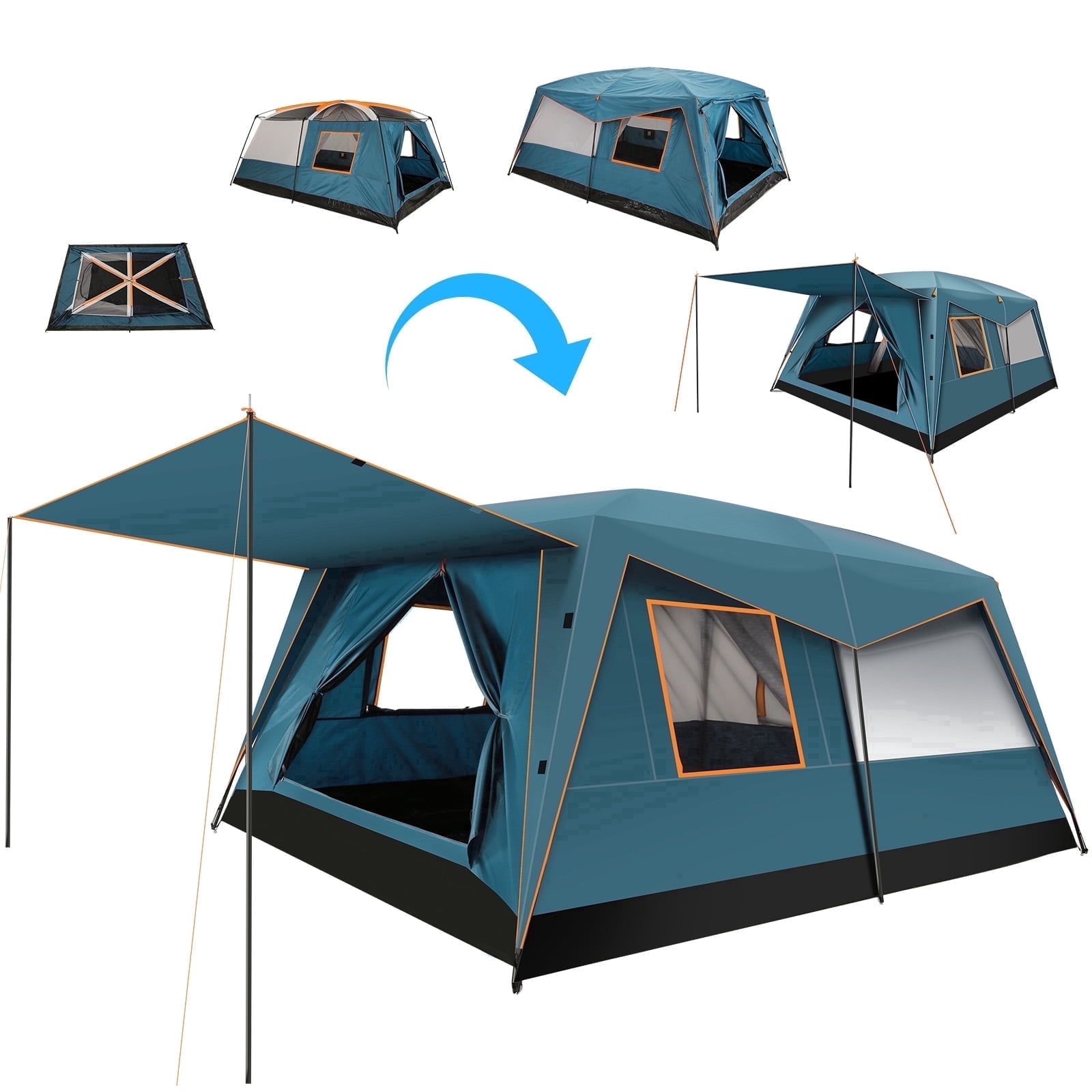 HOTEEL 10 Person Camping Tent Family Tents, Instant Cabin Tents, Family Cabin Multi Room Pop Up Tents Car Camping for Parties, Music Festival Tent, Big, Easy Up, Included Storage Pockets, Blue