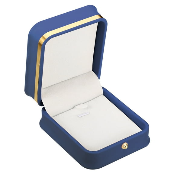Uxcell Velvet Necklace Box Single Slot Vintage Jewelry Holder for Wedding Engagement Style 3, Blue