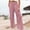 Pink, variant on Women’s Smocked Waist Pleated Wide Leg Pants, Light Casual Flowey Trousers with flat side patch pockets Pink M