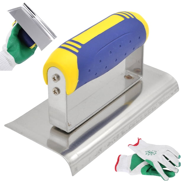 (Combinado A+B) Extractor Esquinas Acero Inoxidable Paleta Con para Acabado Hormigón Recorte Esquinas Por Lotes Amoladora Bordes Manual Hormigón (ángulo Recto + Guantes)
