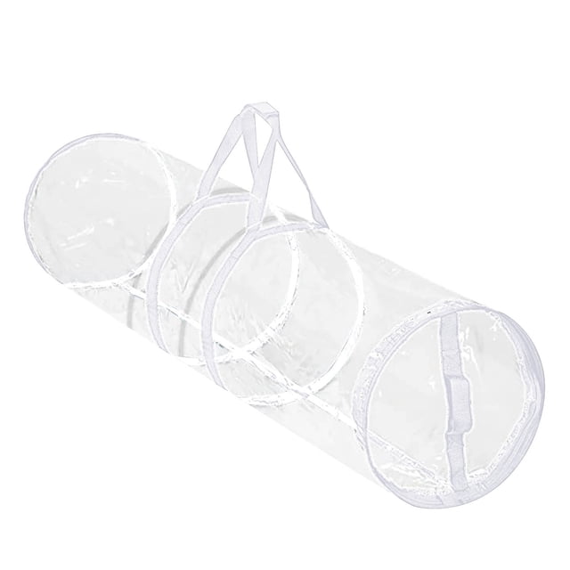 Christmas Clear Zipper Storage Bag - PVC, Transparent, Durable, Large Capacity, Stores Gift Wrap/Paper Tubes