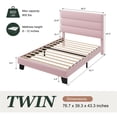 thumbnail image 7 of Amolife Twin Bed Frame, Platform Bed Frame with Velvet Upholstered Slat Headboard, Pink, 7 of 7