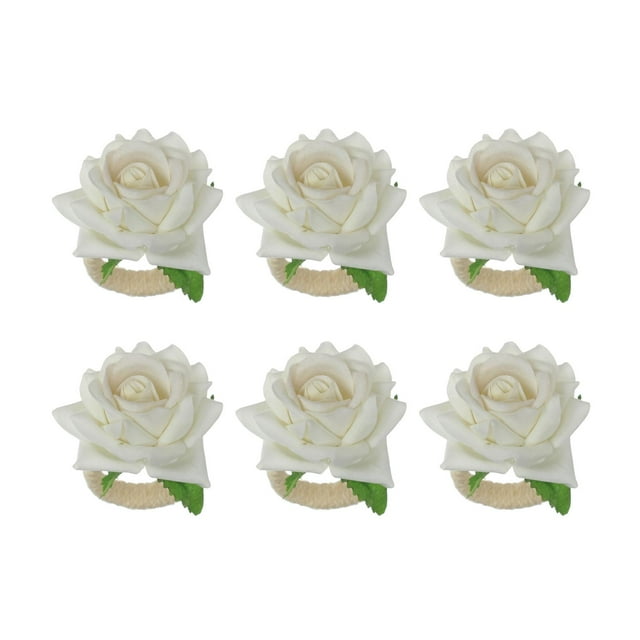 GROWTH TANK Handicraft Flower Napkin Rings Napkin Holder for Luncheons Party Wedding White
