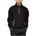 thumbnail image 2 of Boys Quarter Zip Hoodies Sweatshirt Long Sleeve Pullover Top Zipper Pocket Casual Hooded, 2 of 8