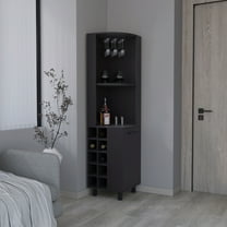 Newboti Furniture Corner Bar Single Door Cabinet Two Shelves, Ten Built-in Wine Rack, Two Interior Shelves 24391