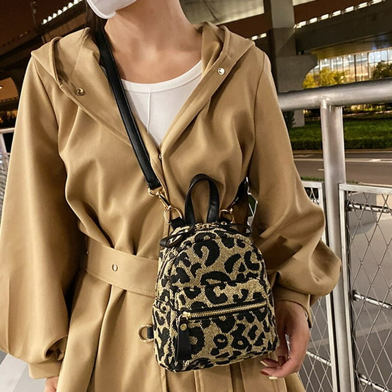 Girls Leopard Print Mini Backpack Travel Bag Small Handbags Shoulder  Rucksack