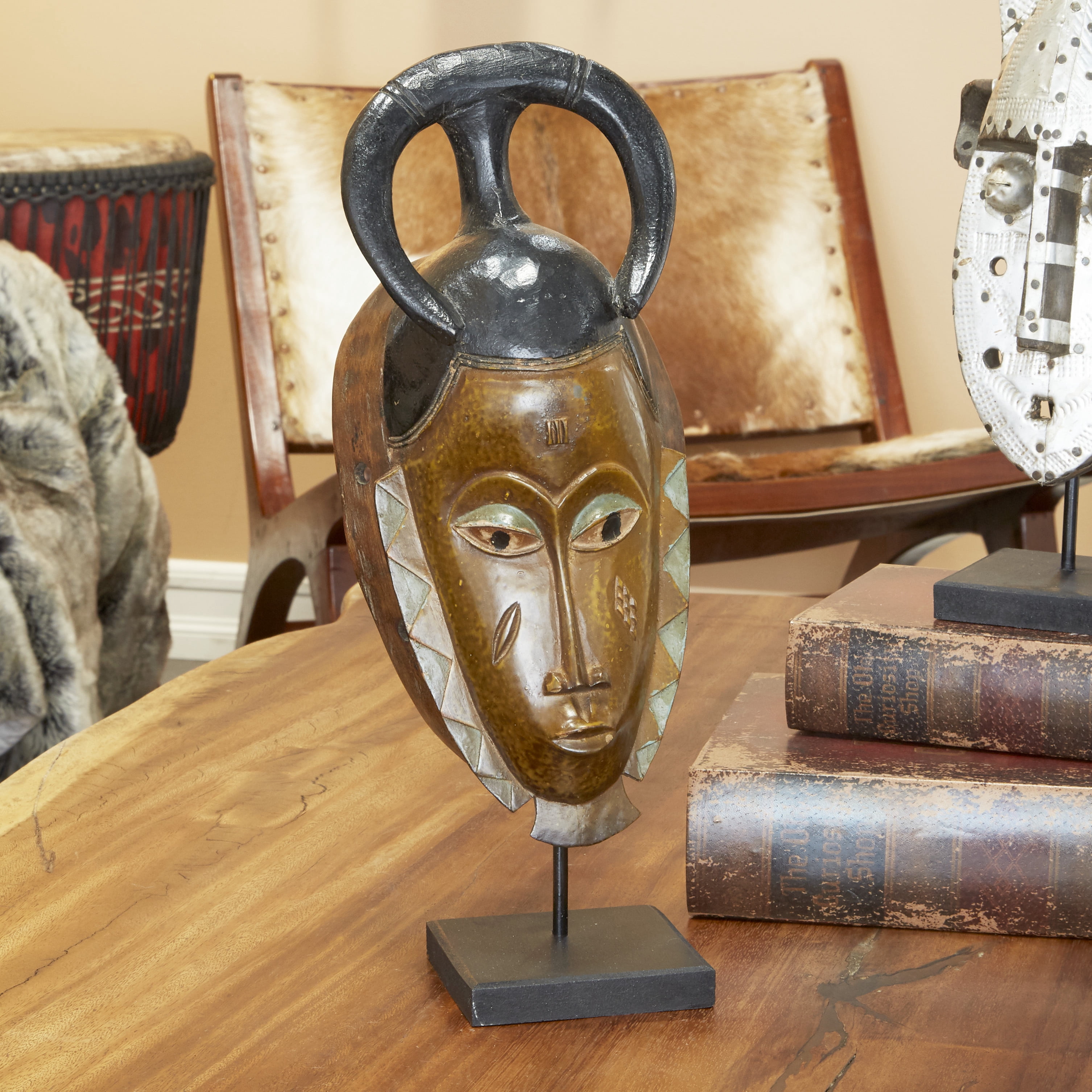Decmode Small Hand-Carved Baobab Wood Guro Tribe Mask