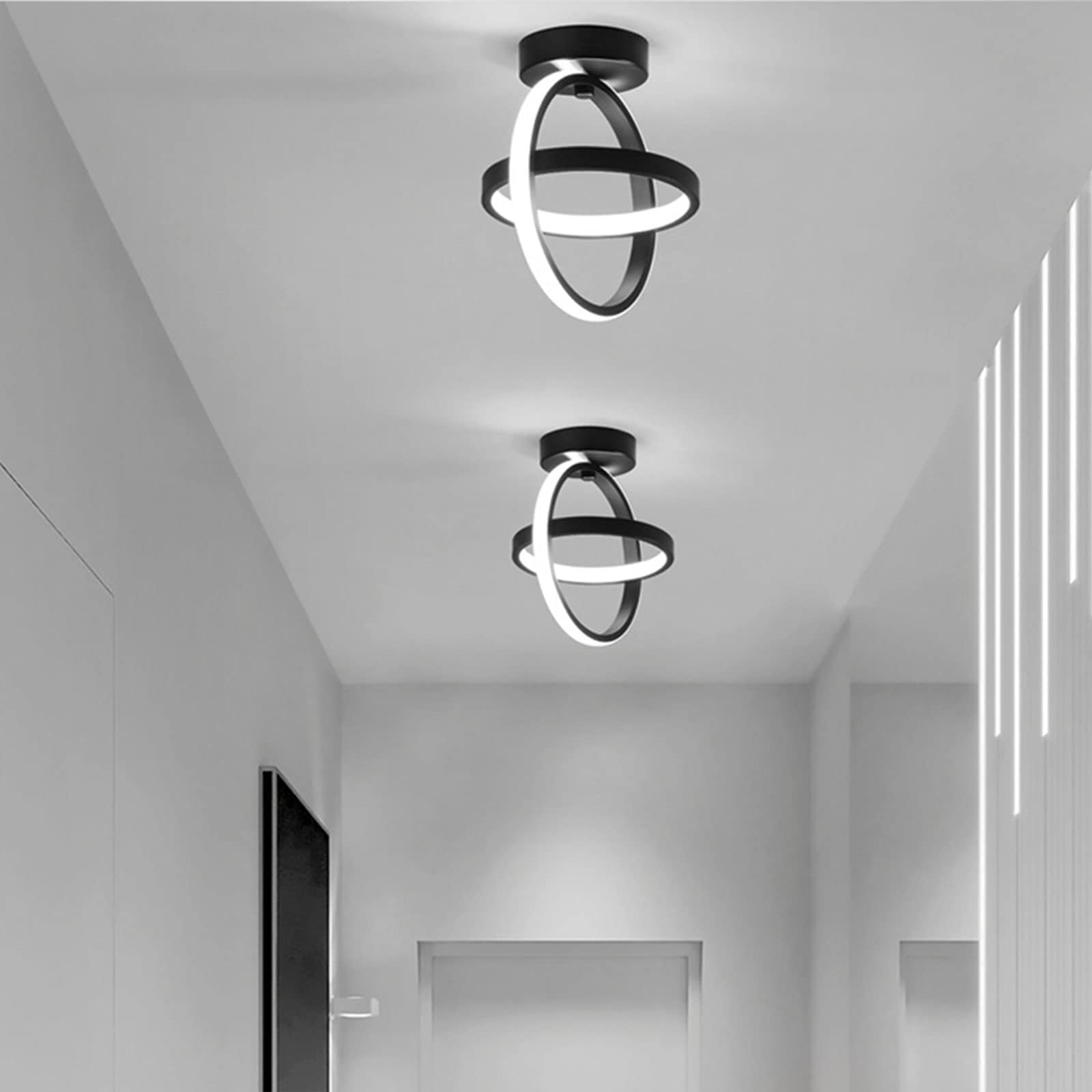 ADISUN LED Ceiling Light Modern Flush Mount Fixture Ceiling Lamp Black Circle(Cool Light)