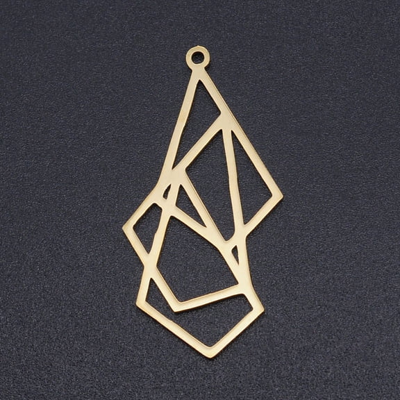 201 Stainless Steel Pendants Origami Rhombus Golden 35x17.5x1mm Hole: 1.6mm