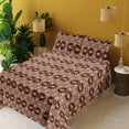 thumbnail image 2 of Ambesonne Damask Fitted & Flat Sheet with Sham 3 Pcs Set, Vintage Floral Design Swirls, Twin, Maroon Sand Brown, 2 of 5