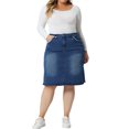 thumbnail image 2 of Agnes Orinda Women's Plus Size Pencil Skirt for Women Casual Slim Side Slit Jean Denim Skirts, 2 of 5