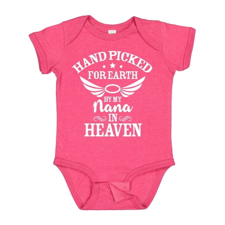 

Inktastic Handpicked for Earth by My Nana in Heaven with Angel Wings Gift Baby Boy or Baby Girl Bodysuit