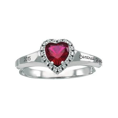 Keepsake Personalized Women's Heart Fashion Class Ring available in Valadium, Silver Plus, 10kt and 14kt Yellow and White Gold