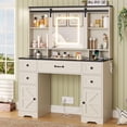 thumbnail image 7 of Amuzer Farmhouse Vanity Table with Lighted Mirror,Makeup Desk with Drawers and Sliding Doors,Vanity Desk with LED Lights,Charging Station,White, 7 of 7