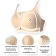 thumbnail image 5 of Alun Post Care Bras with Lace Trim Seamless Comfort Wireless Support and Side Pockets for Prosthesis Lightweight Soft No Padded and Implant Bralettes Beige 85B, 5 of 6