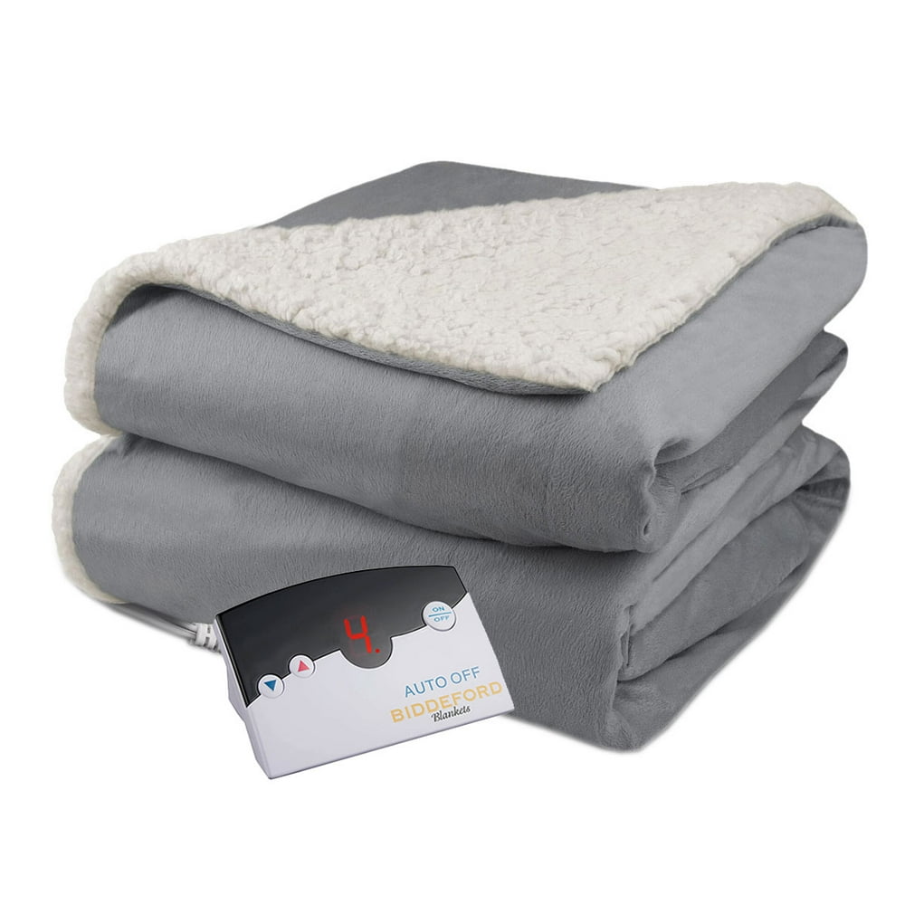 Pure Warmth Soft Velour Sherpa Electric Heated Warming Blanket Digital