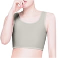 thumbnail image 1 of Moda compresión pecho carpeta mujeres sin mangas chaleco sólido corto camisetas sin mangas Pompotops  lopia987461, 1 of 9