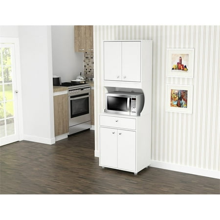Inval Galley Laminate Kitchen Microwave Cabinet 24"W, White