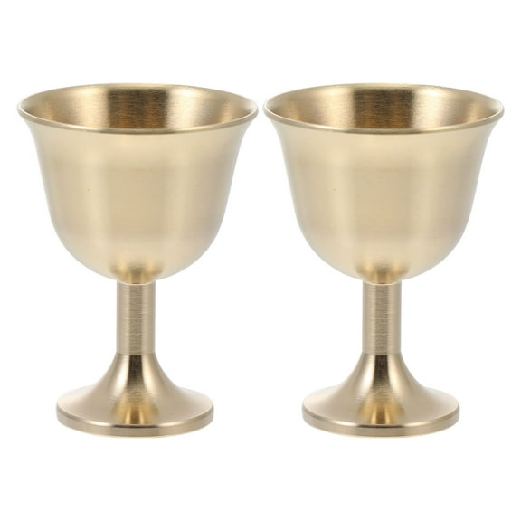 HEMOTON  2 Pcs Bartender Copper Mug Cocktail Stemless Chalice Cup Golden