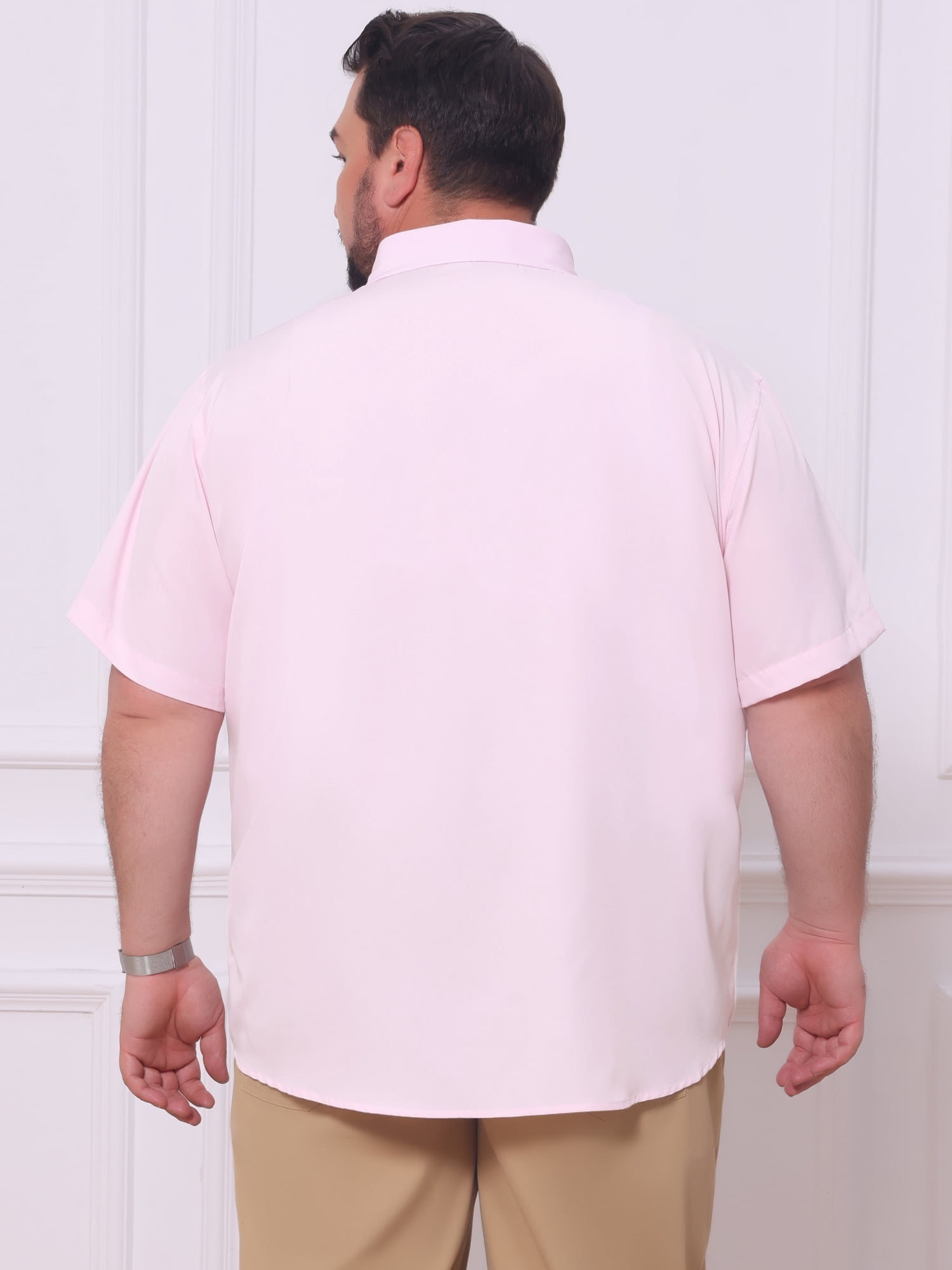 DARING DIVA Men's Big and Tall Business Dress Shirt with Chest Pocket XL Pink