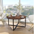 thumbnail image 5 of Round Coffee Table Kitchen Dining Tables Modern Leisure Tea Table Office Conference Pedestal Desk Rustic Brown, 5 of 9