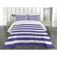thumbnail image 3 of Ambesonne Striped Quilted Bedspread Set 3 Pcs, Navy Nautical Marine, Queen Size, Purple, 3 of 5