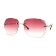 thumbnail image 2 of Womens Rimless Rhinestone Jewel Diva Metal Rim Sunglasses Gold Burgundy, 2 of 4