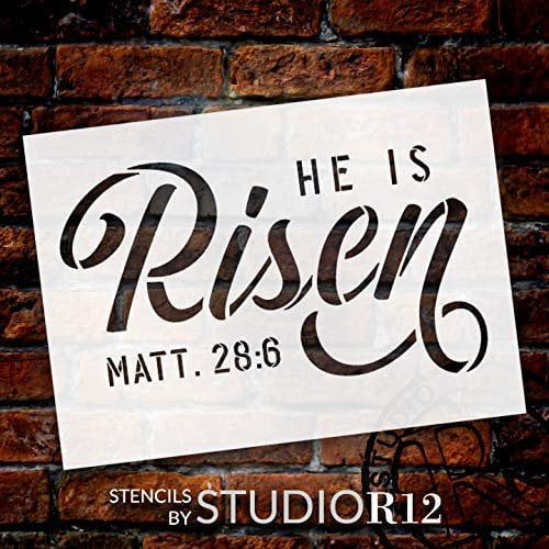 He is Risen Stencil by StudioR12 DIY Christian Spring Home Decor