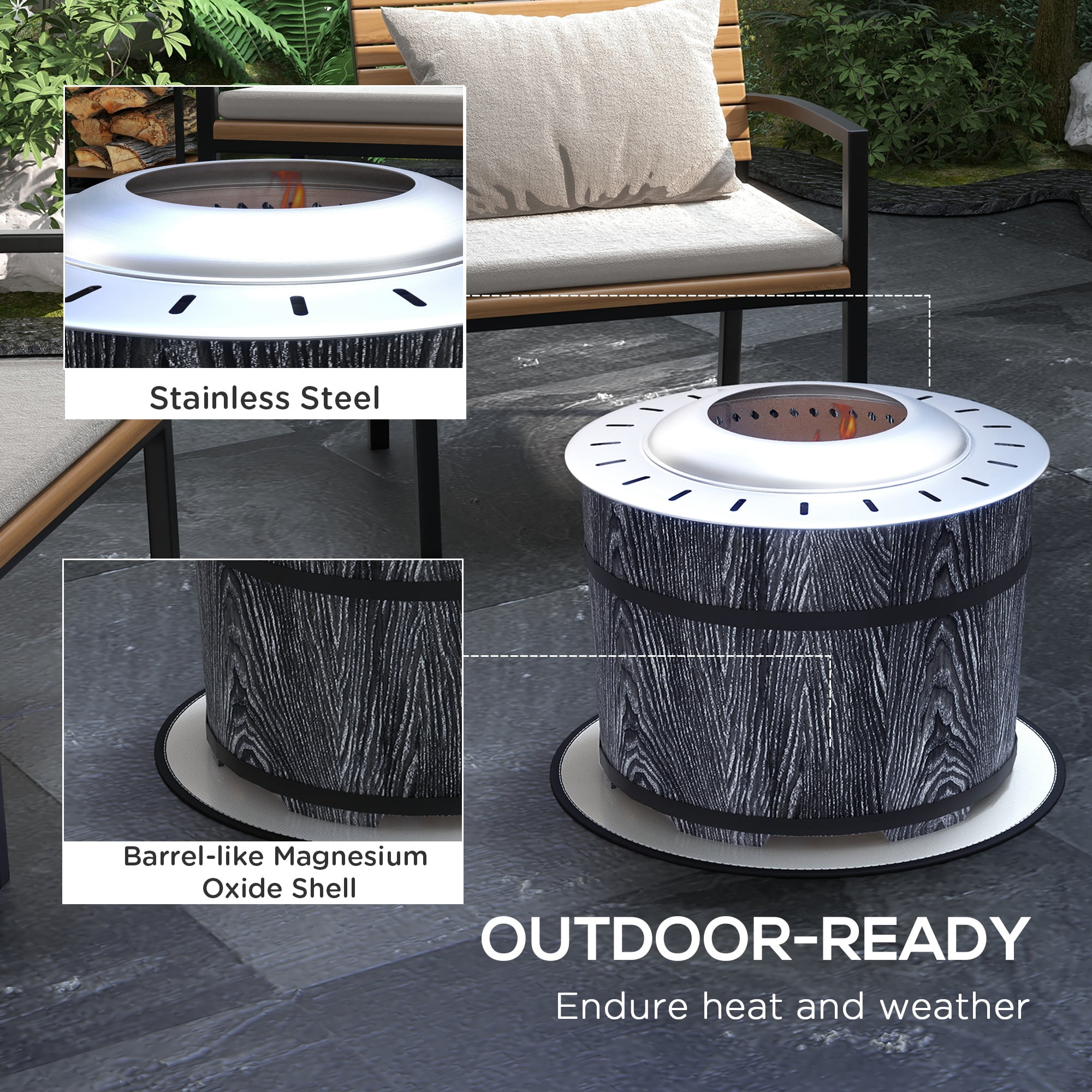 Aimee Lii Smokeless Fire Pit with Fireproof Mat, 20" Barrel Style Portable Wood Burning Firepit, Outdoor Firepit Low Smoke Camping Bonfire Stove for Patio, Picnic, Backyard, Black Aimee Lii Smokeless Fire Pit with Fireproof Mat, 20" Barrel Style Portable Wood Burning Firepit, Outdoor Firepit Low Smoke Camping Bonfire Stove for Patio, Picnic, Backyard, Black