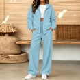 thumbnail image 2 of Szluipve 2 Piece Sets for Women Full Zip‑Up Hoodie 2 Piece Tracksuit Set Drawstring Zip Hooded Jacket & Elastic Waist Wide Leg Pants Casual Loungewear Outfit with Side Pockets Light Blue L, 2 of 6