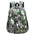 thumbnail image 3 of HengDidi Compact Water-Resistant Backpack for Campus & Travel - Lightweight Polyester Daypack with Adjustable Straps, Multiple Pockets & Trendy Prints (Green/Blue, Small Size), 3 of 9