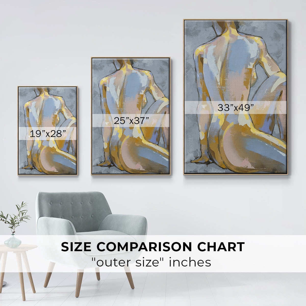 Grey Maiden II Framed Premium Gallery Wrapped Canvas - Ready to Hang - 25 x 37 - Natural Wood Floating Frame
