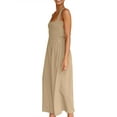 thumbnail image 3 of xiaxaixu Robe d'Été Décontractée pour Femmes Dos Nu Couleur Unie Robe Longue Froncée Mode Robe à Nouer Croisée, 3 of 6
