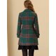 thumbnail image 4 of Gabardina de invierno de manga larga con solapa de un solo pecho a cuadros Vintage para mujer Verde L, 4 of 5