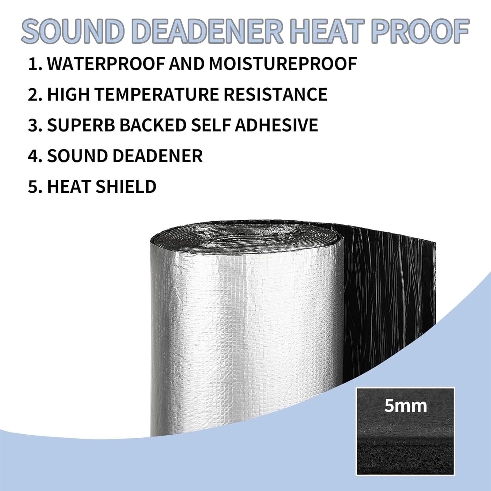 Che Yi Bao 197mil Car Sound Deadening Mat 16.25 sqft Self-Adhesive Sound Insulation Acoustic Foam, PE Foam Sound Deadener Material & Heat Barrier 40"(W) x 60"(L)