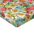 thumbnail image 4 of Ambesonne Aquarelle Floral Fitted Sheet, Art Garden Leaves, Twin XL Size, Coral Jade Green Mustard, 4 of 5