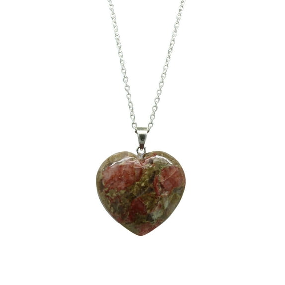 V3 Jewelry® 925 Sterling Silver with Natural Unakite Heart Pendant for Women